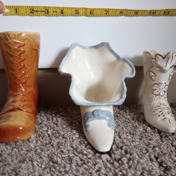 Set of 3 Vintage Shoe/Boot Vases Vintage 60s 70s Flower Vase Cottagecore - Picture 10 of 10